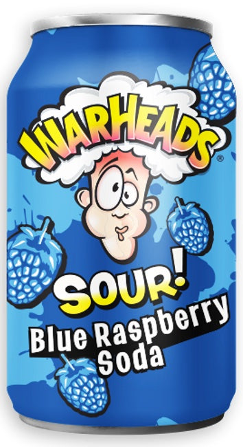 12 x Warheads Sour Blue Raspberry Soda 355ml